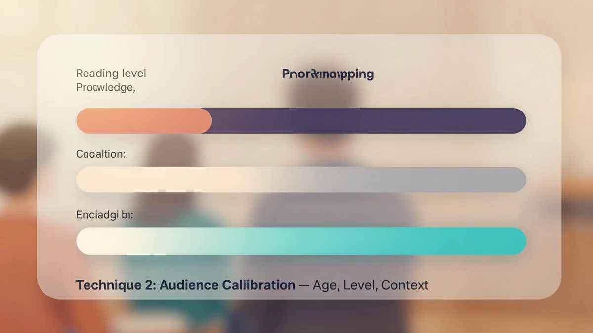 Three sliders labelled reading level, prior knowledge, and tone mapping to different learner profiles