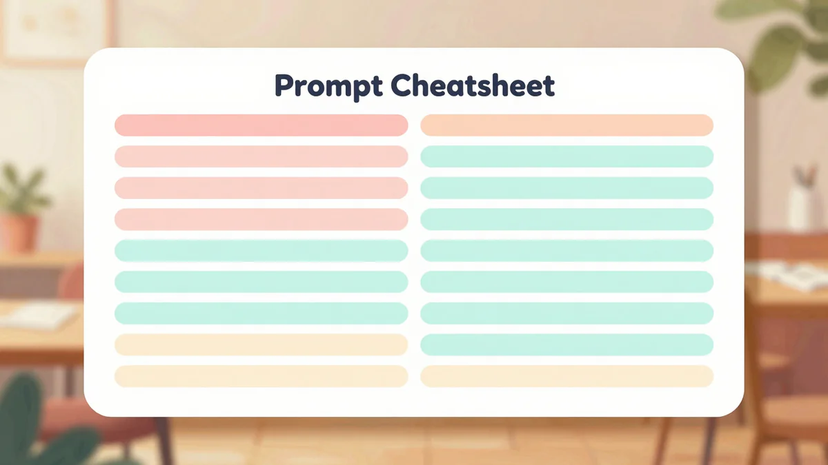 Condensed cheatsheet table of prompt patterns for different quiz scenarios