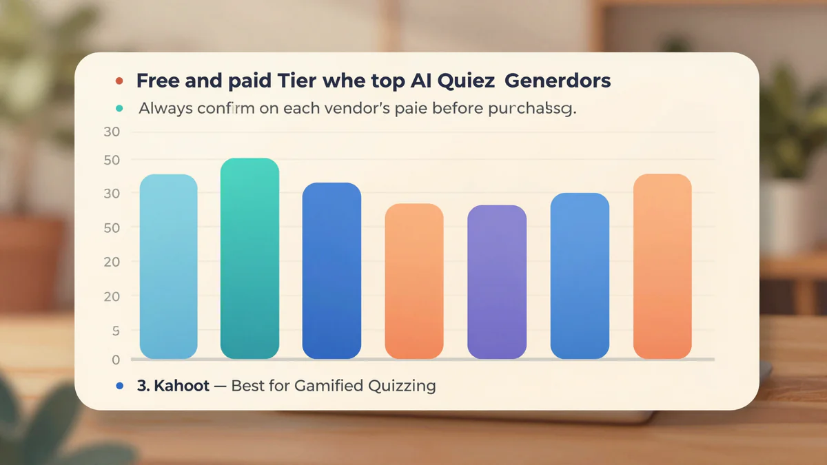Stacked bar chart comparing free and paid tier prices for the top AI quiz generators