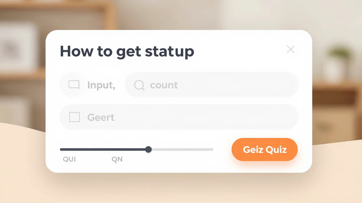 Simple three step getting started interface mockup showing input selection, question count slider, and a generate quiz button on a clean dashboard.